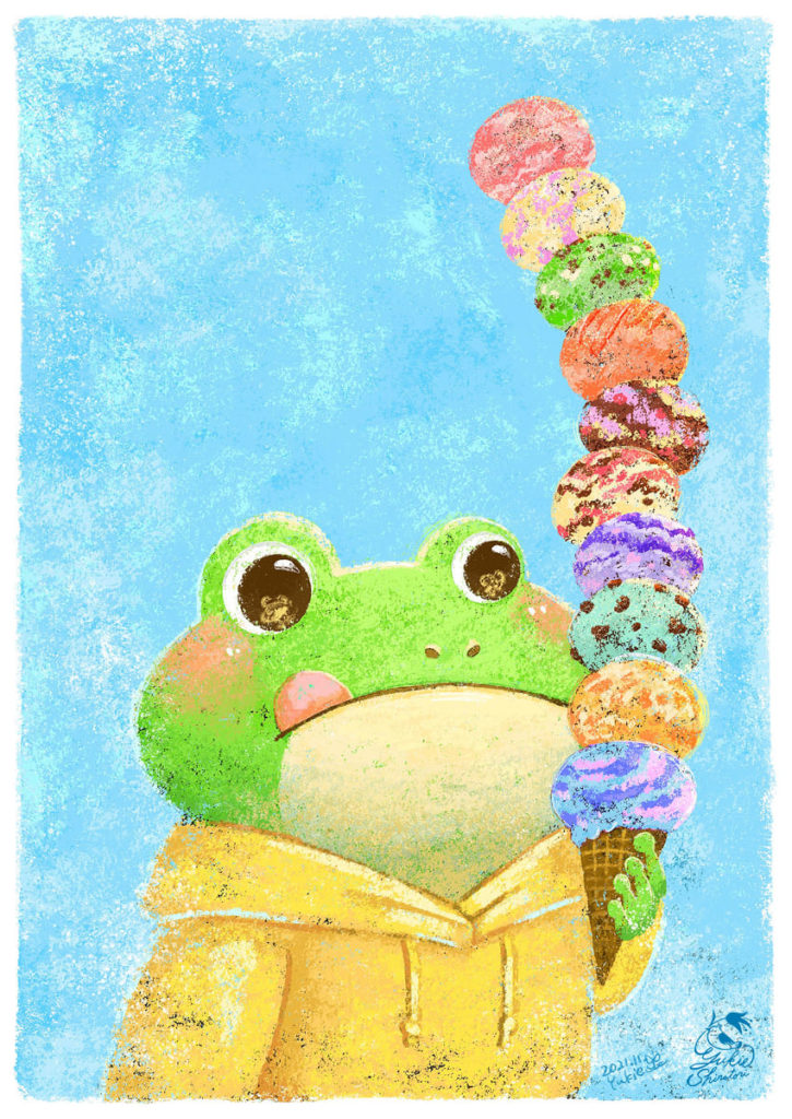 Frog with ice cream
