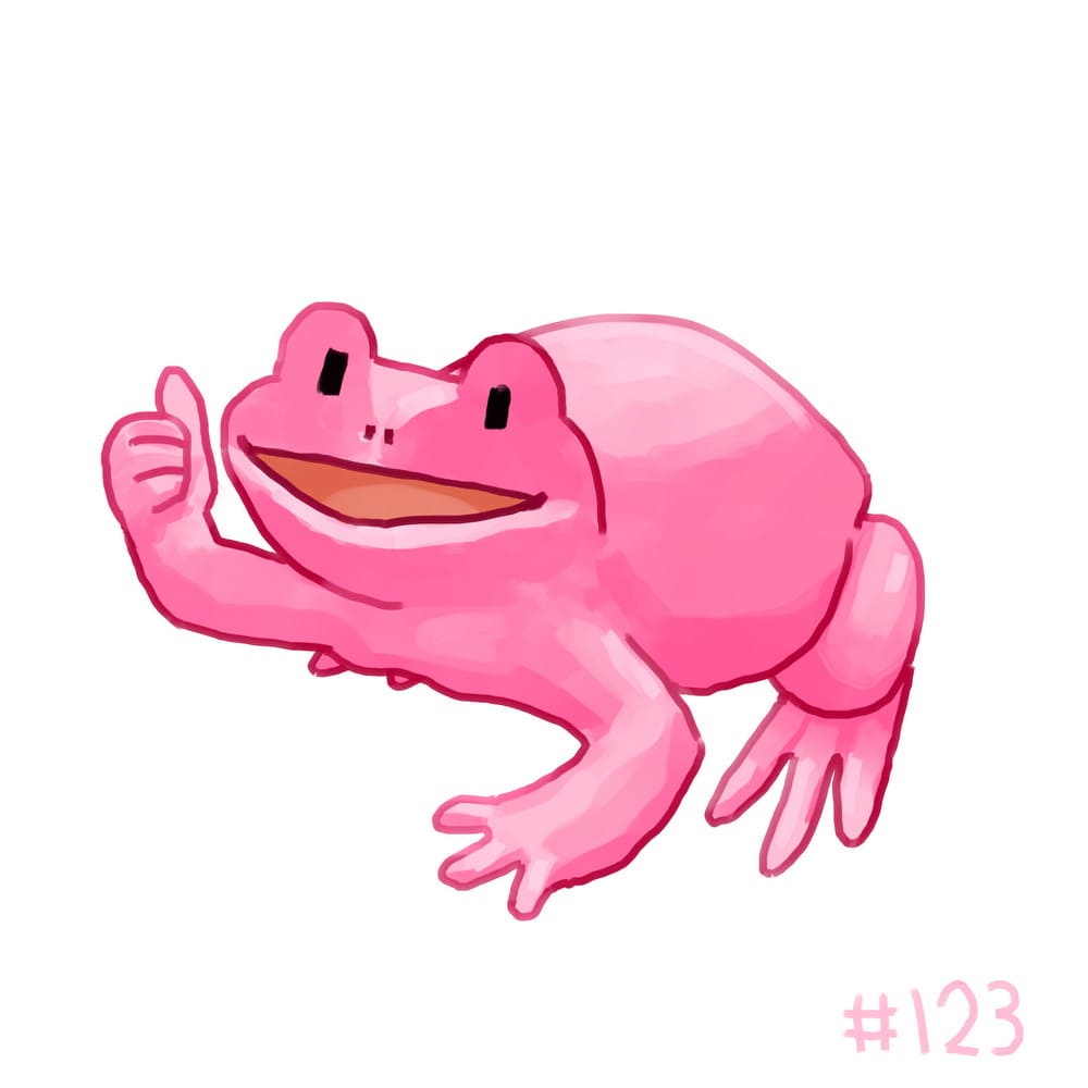 Розовая прикольная лягушка