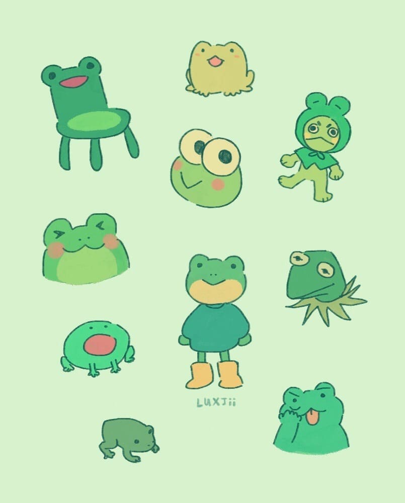 Small drawings with frogs