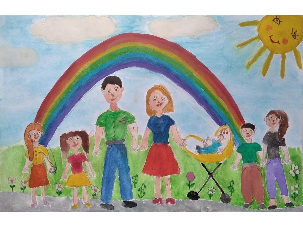 family and rainbow