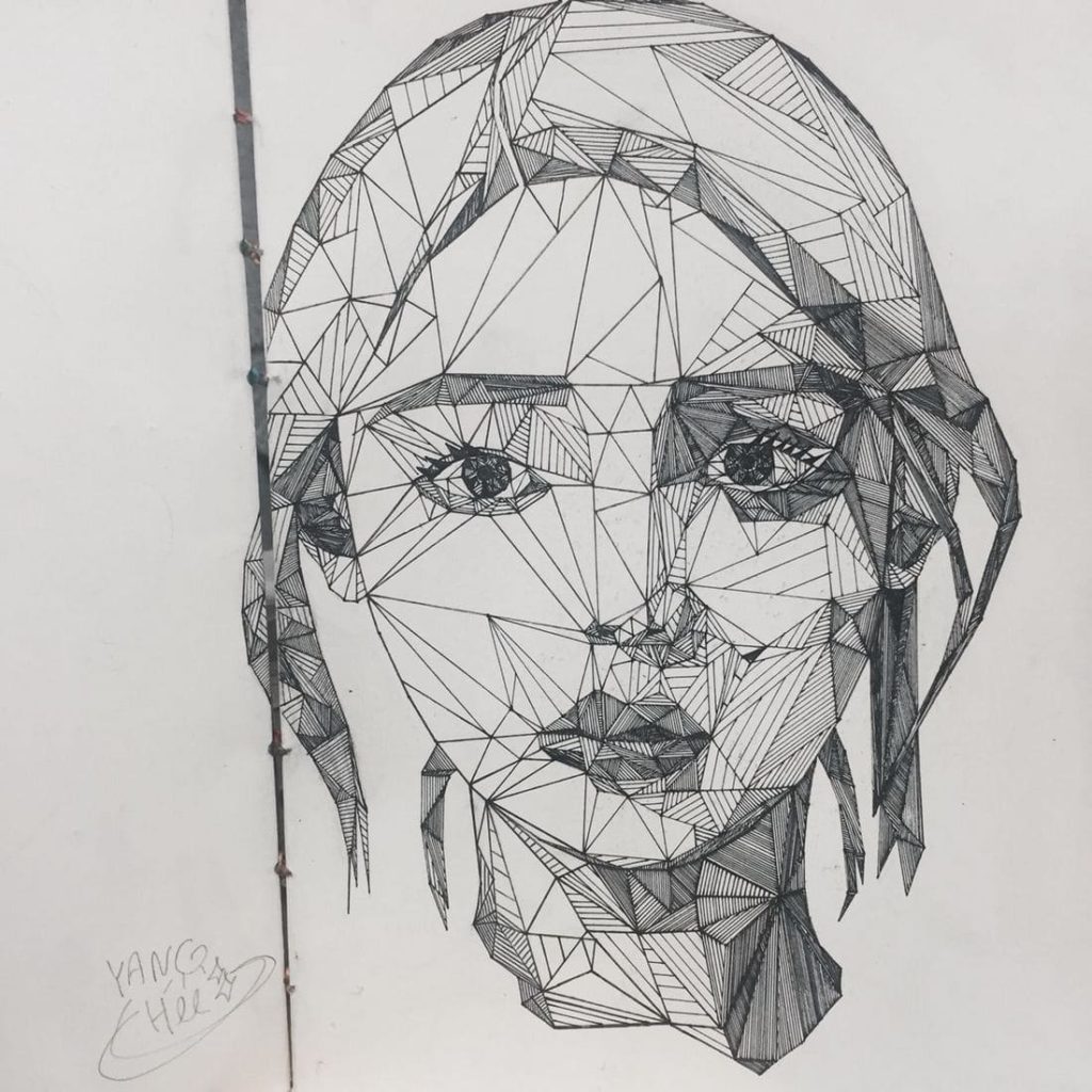 Retrato de uma garota de formas geométricas
