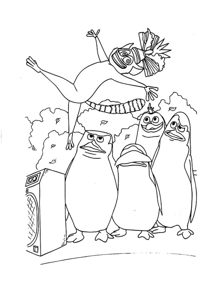 Pingüinos de Madagascar y Lemur