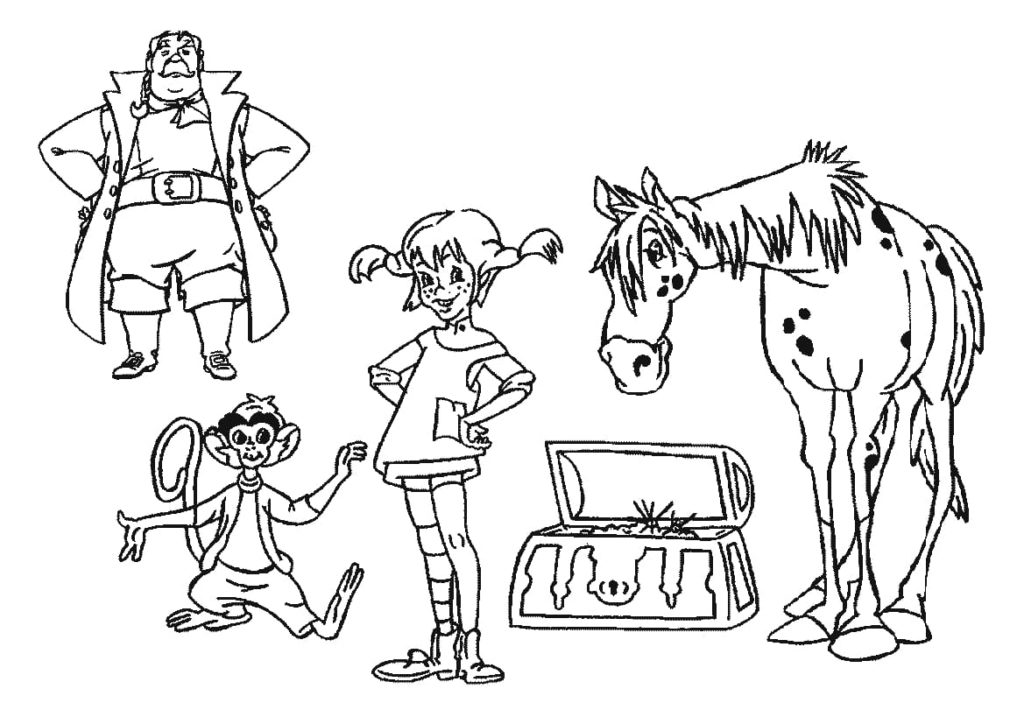 Personagens de desenho animado Pippi Meialonga