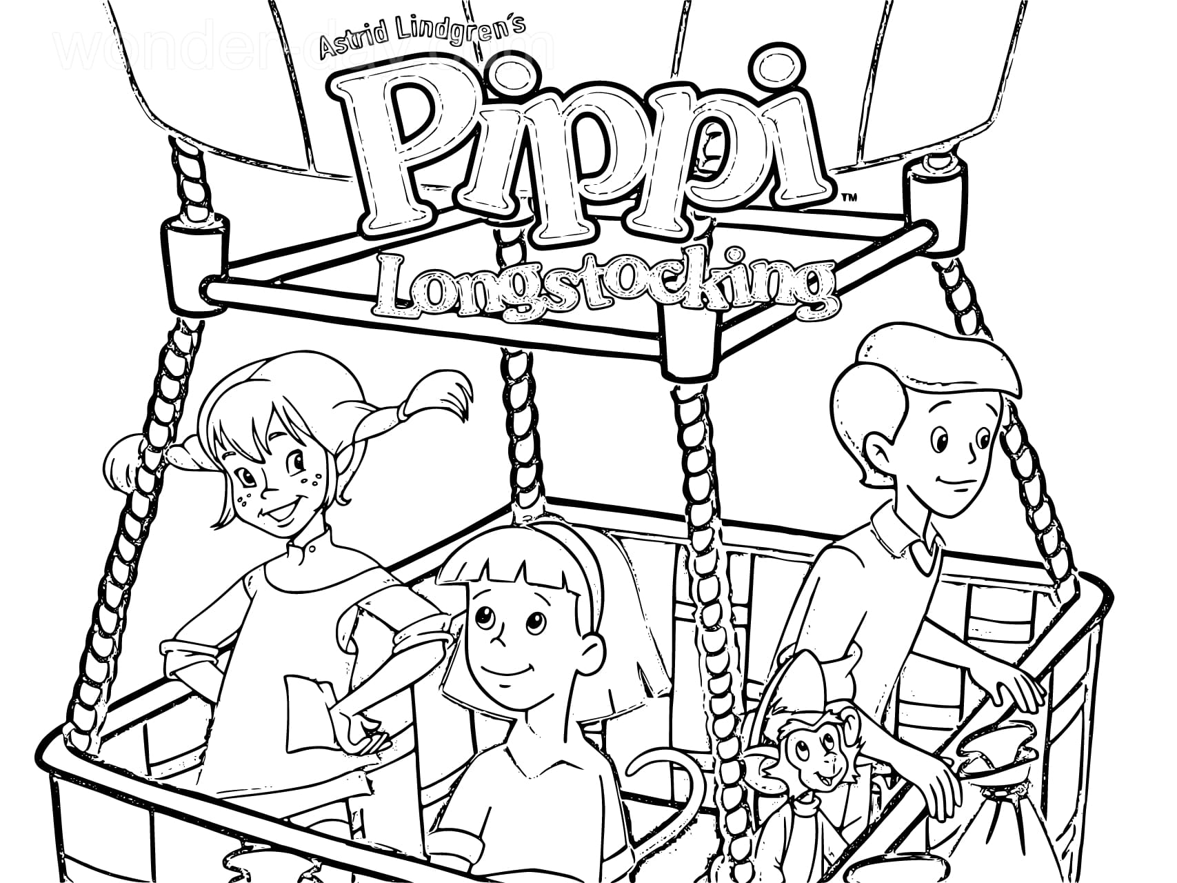 Ausmalbilder Pippi Langstrumpf  WONDER DAY — Ausmalbilder für