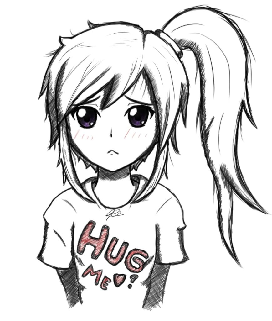 Sad girl in anime style