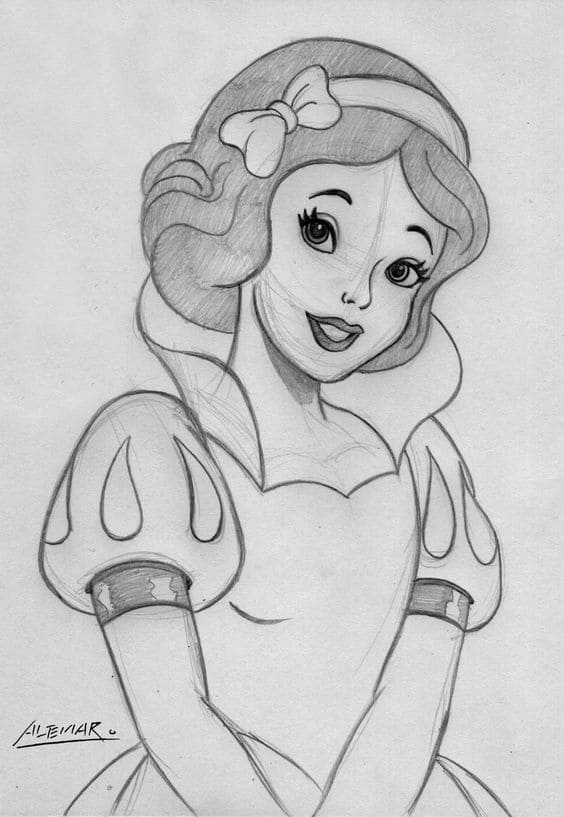 snow white pencil drawing