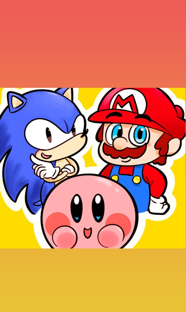 Sonic, Kirby, Mario