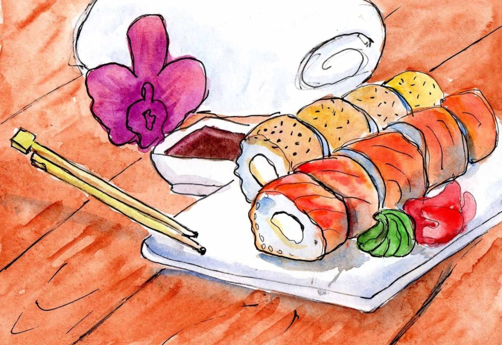 boceto de sushi