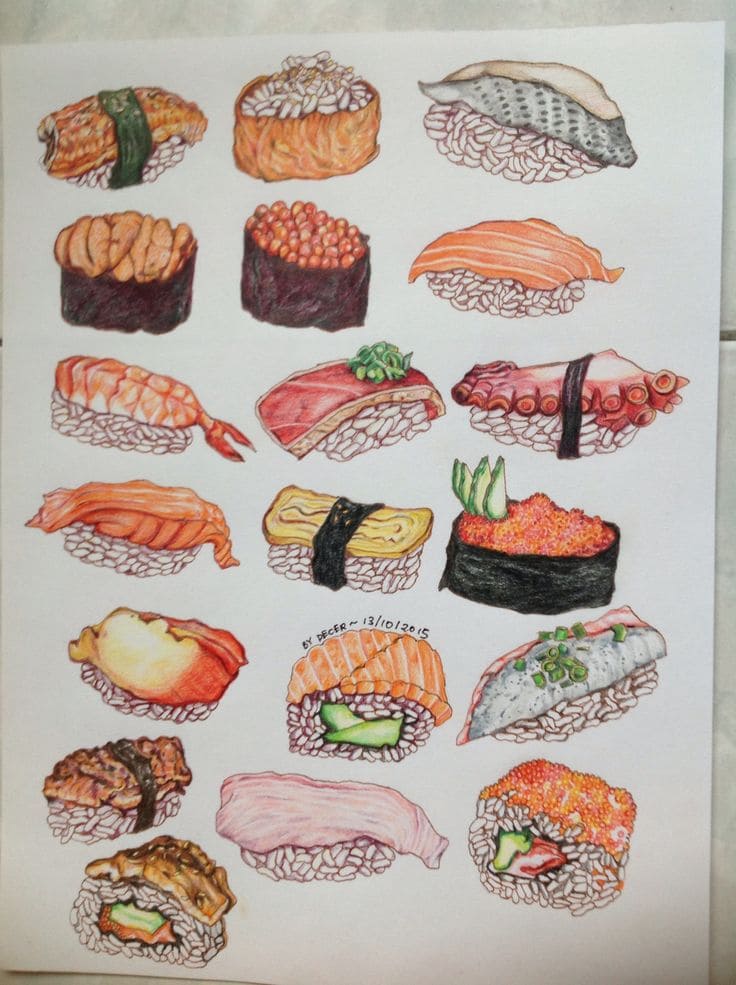 Einfache Sushi-Zeichnungen