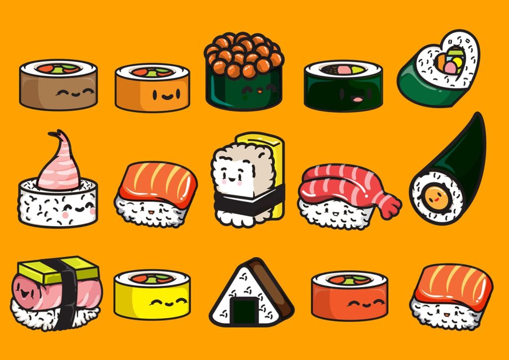 Japanisches Essen mit Augen
