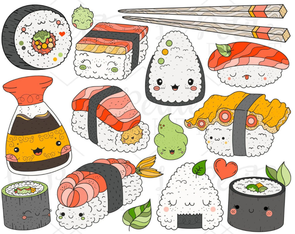 Süße Sushi-Zeichnungen