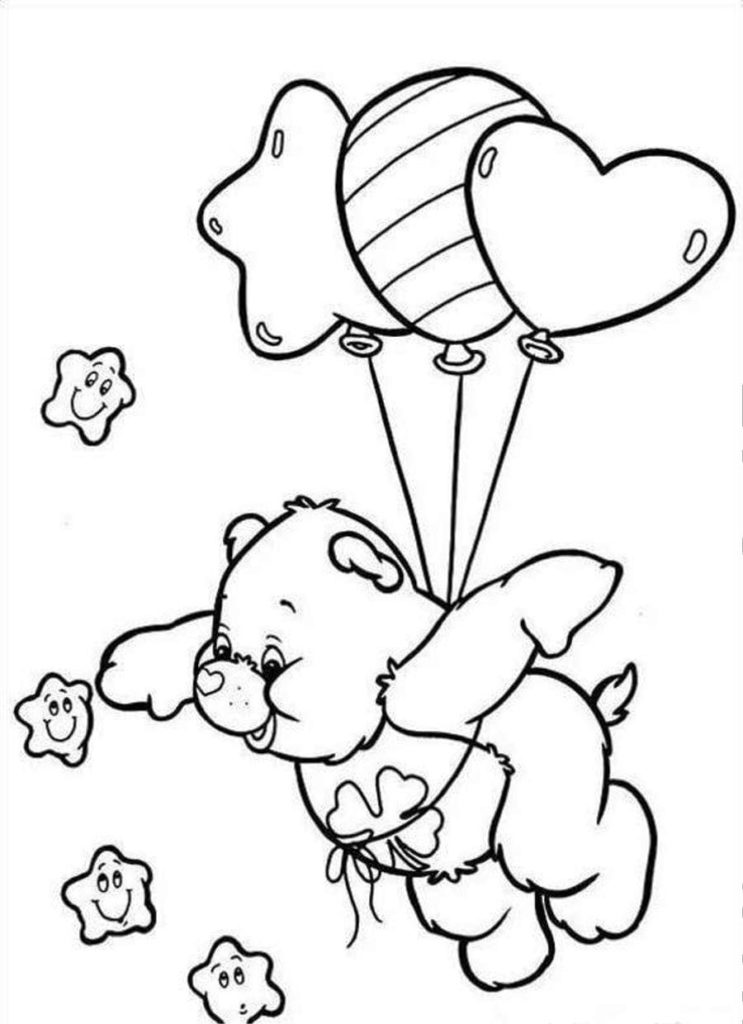 Bear flying on balloons