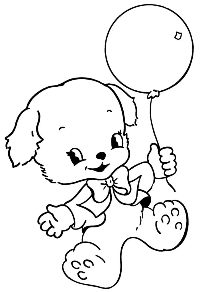 Cute puppy with a balloon