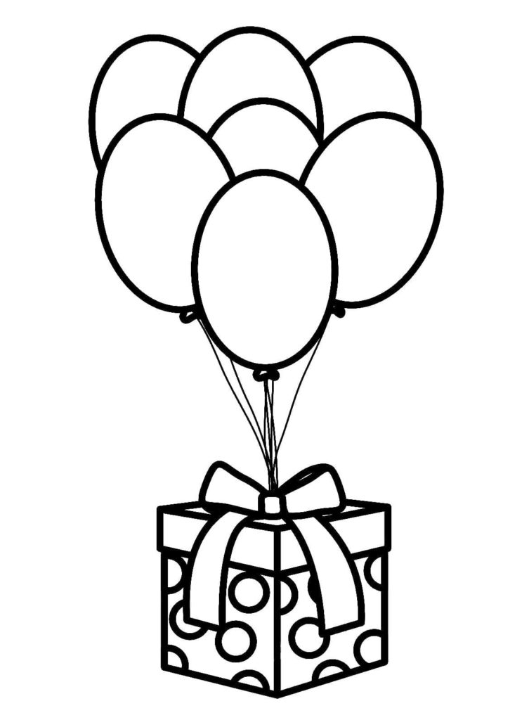 Gift and balloons