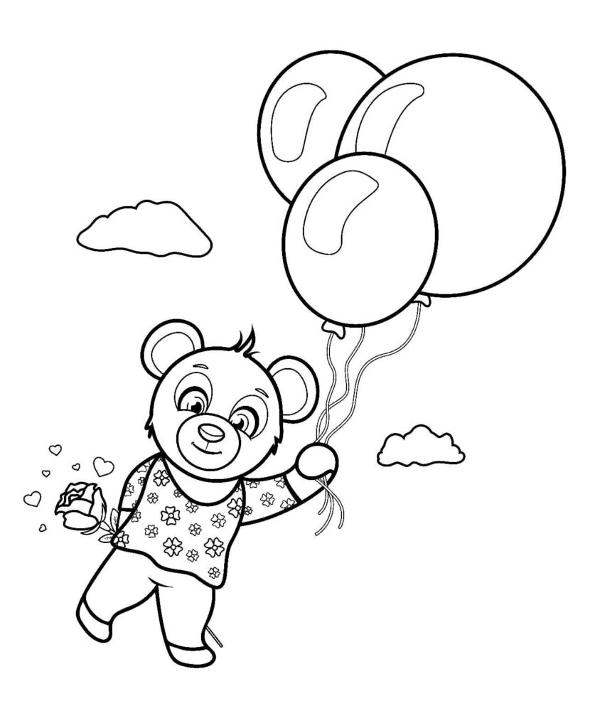 Bear with holiday balloons
