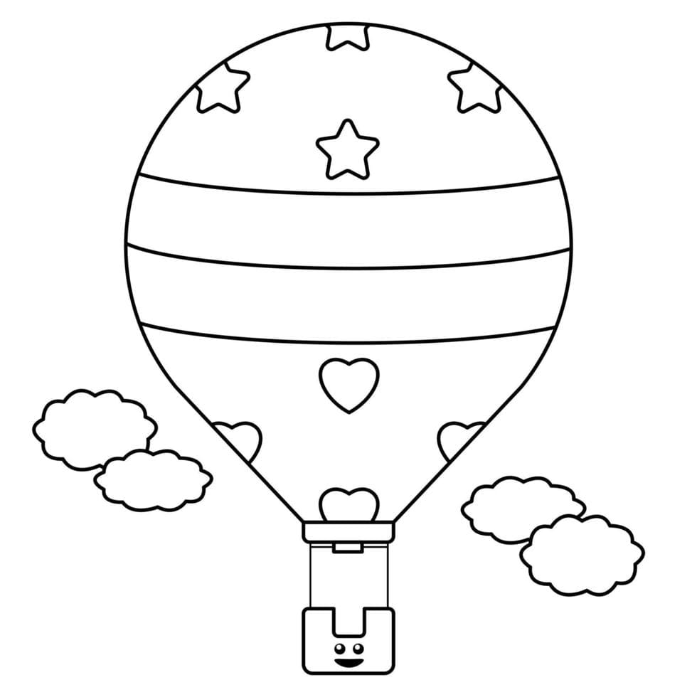 Воздушный шар с сердечками и звездами