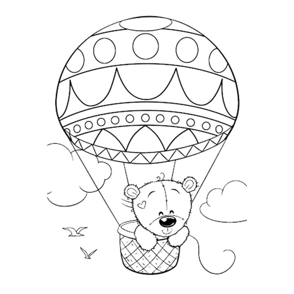 Urso em um balão de ar quente