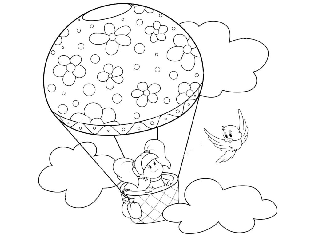 Garota em um balão de ar quente