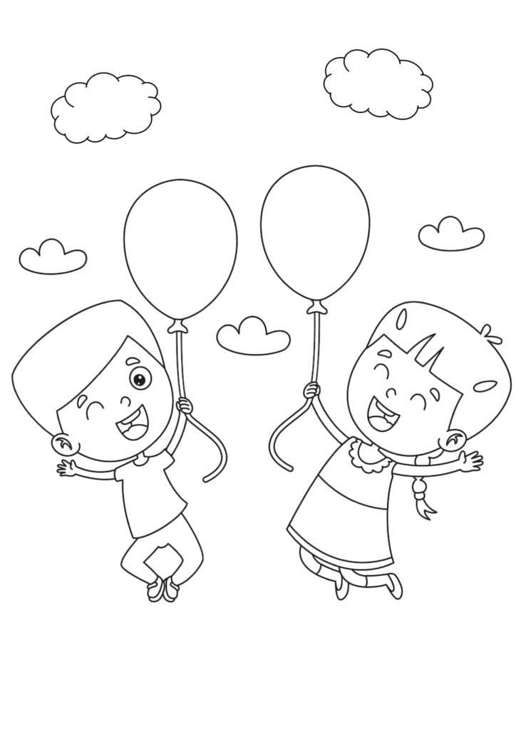 Crianças com balões