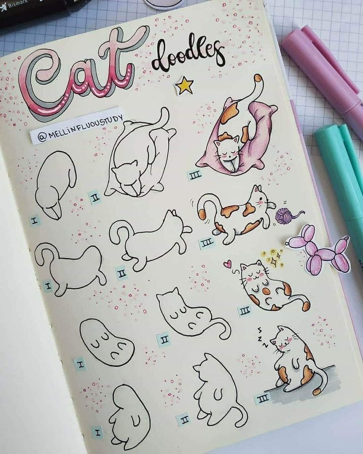 Cute kittens step by step drawing