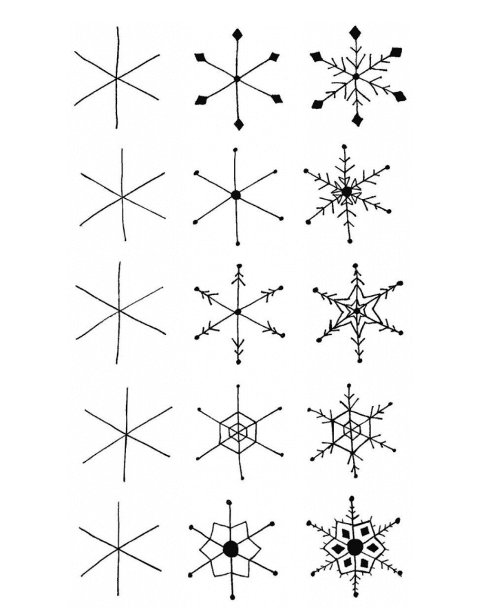 Snowflakes in stages