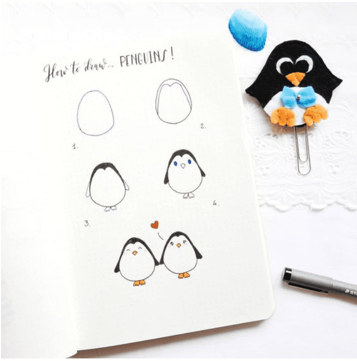 penguin step by step drawing