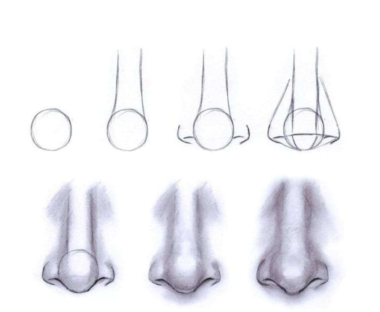 Как рисовать нос карандашом поэтапно