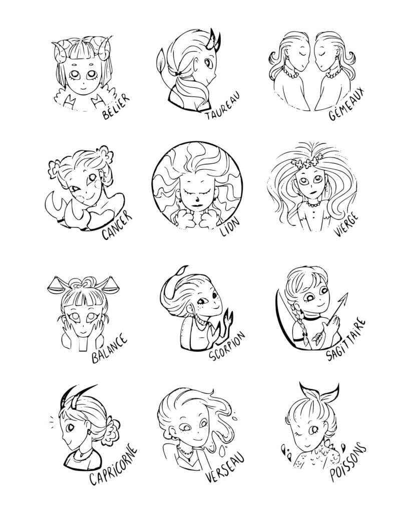 cartoon cute zodiac signs