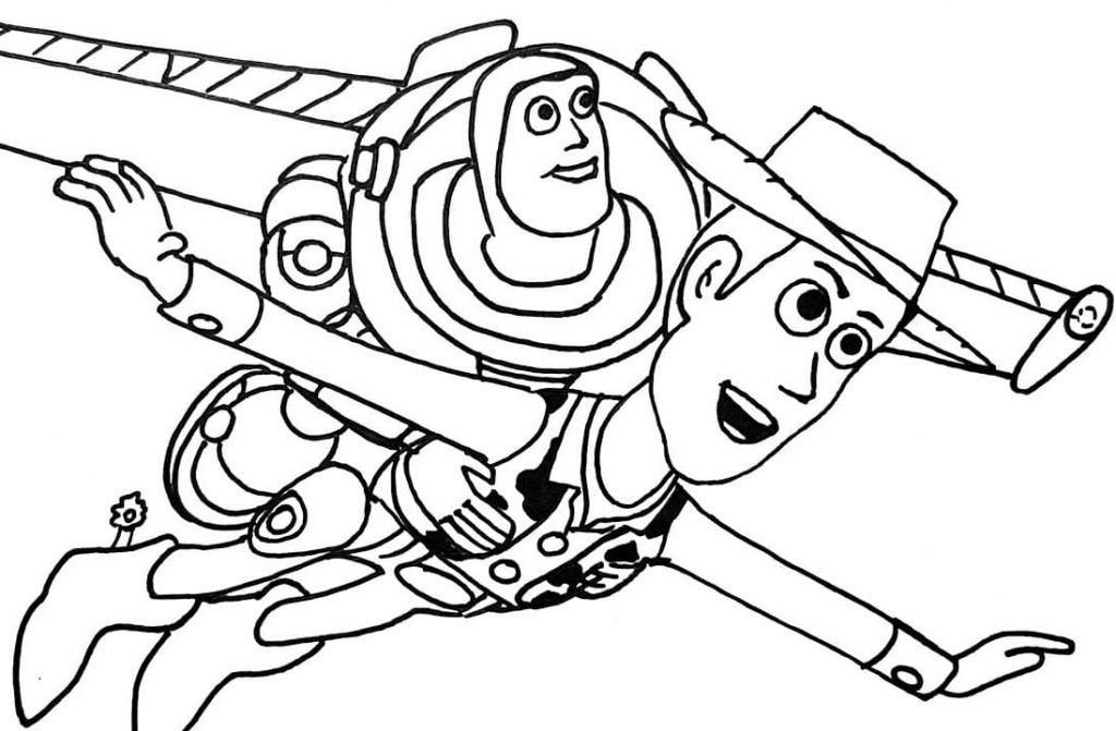 Buzz Lightyear et Woody volent