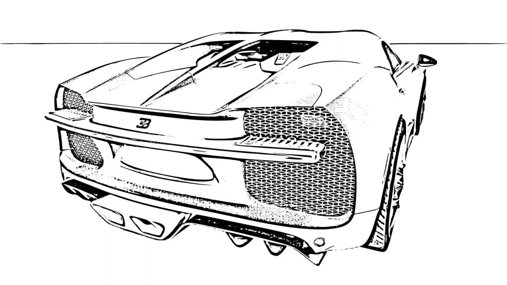 Vue arrière de la Bugatti