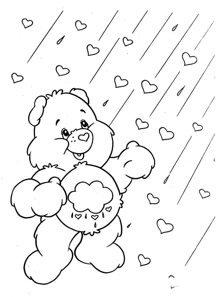 Urso de pelúcia e chuva de corações