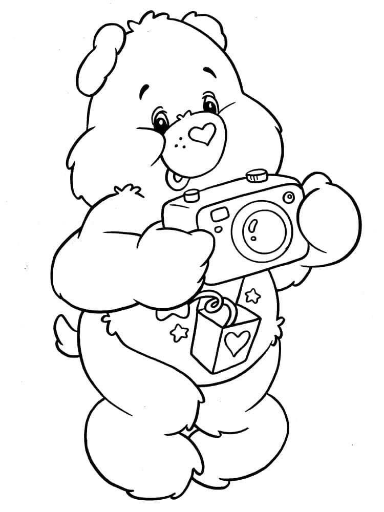 Urso de pelúcia com uma câmera