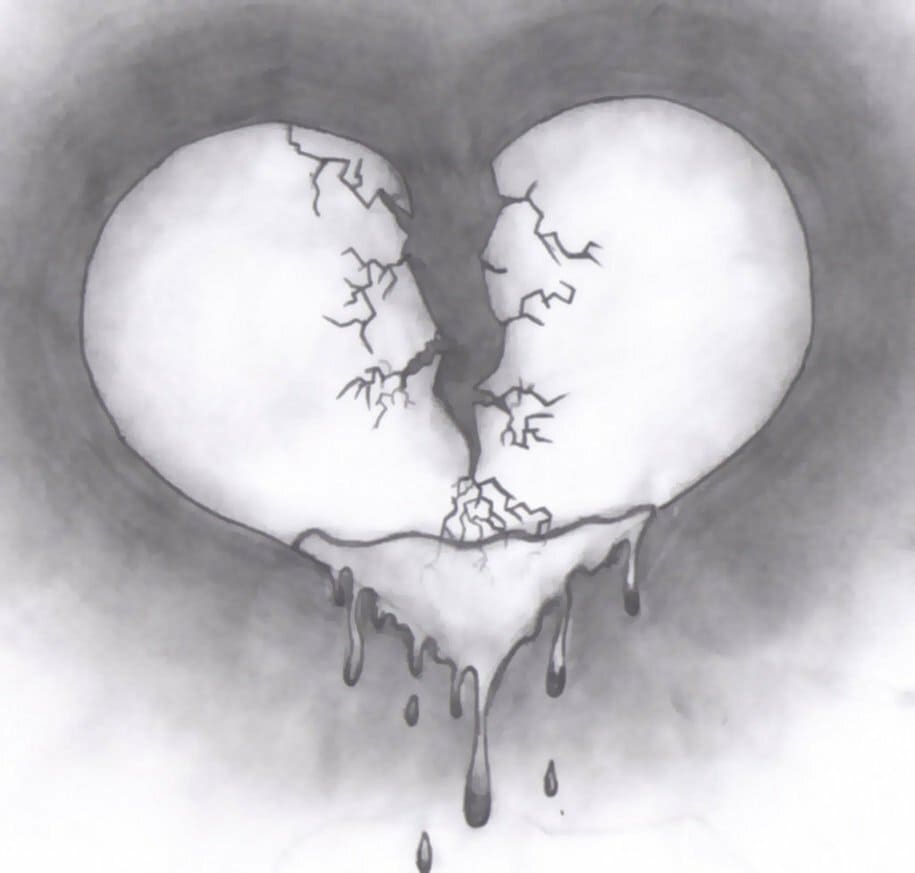 Zeichnung mit gebrochenem Herzen