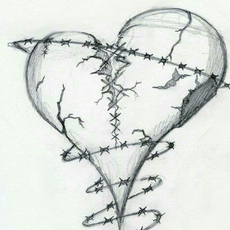 Zeichnung eines gebrochenen Herzens