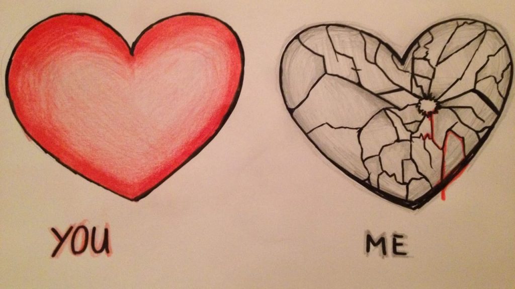 Zeichnung mit gebrochenem Herzen