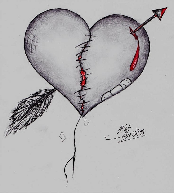 Coeur brisé avec une flèche