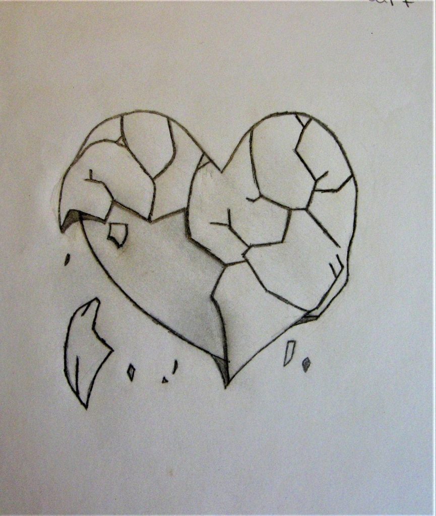 Skizze des gebrochenen Herzens