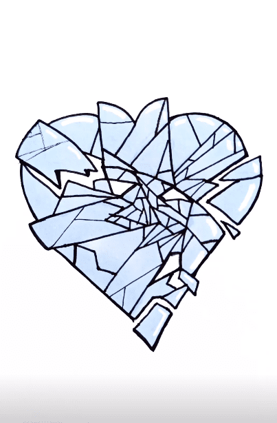 Corazón roto de hielo