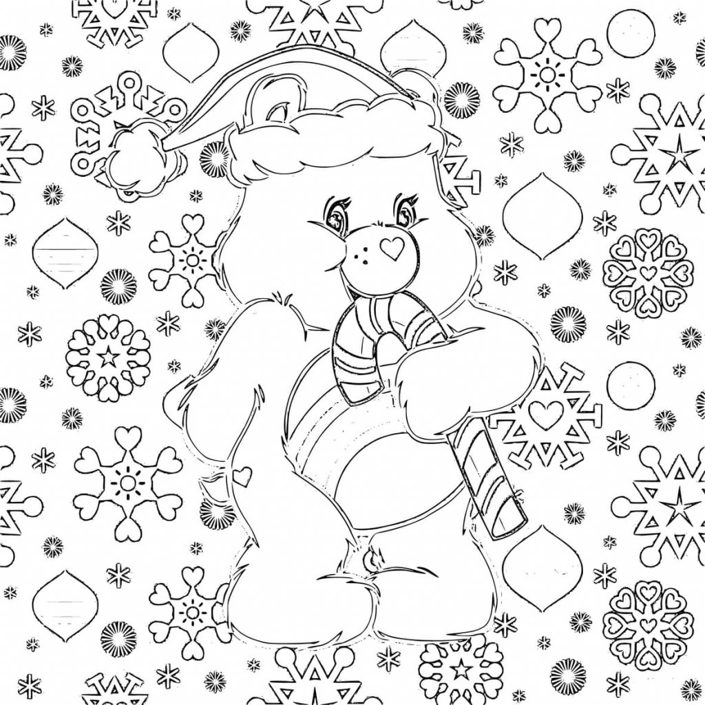 Новогодний медвежонок и снежинки