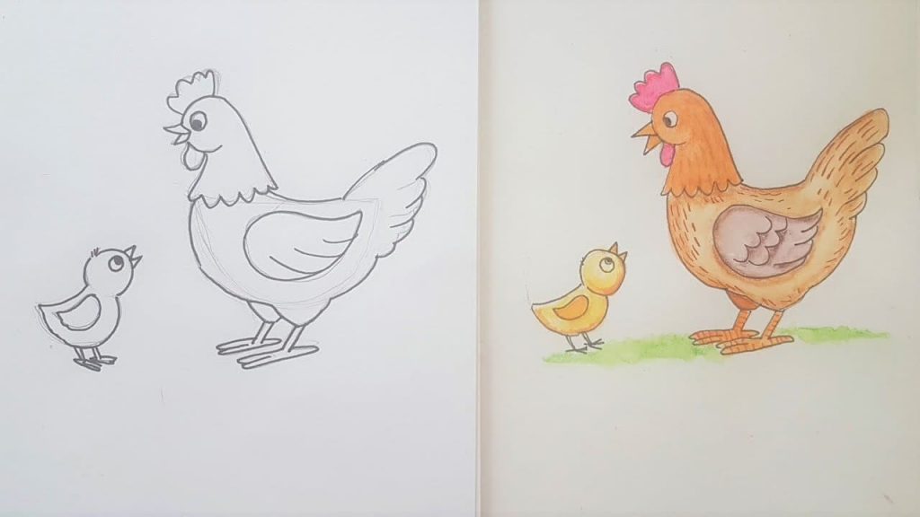 Es ist einfach, ein Huhn zu zeichnen