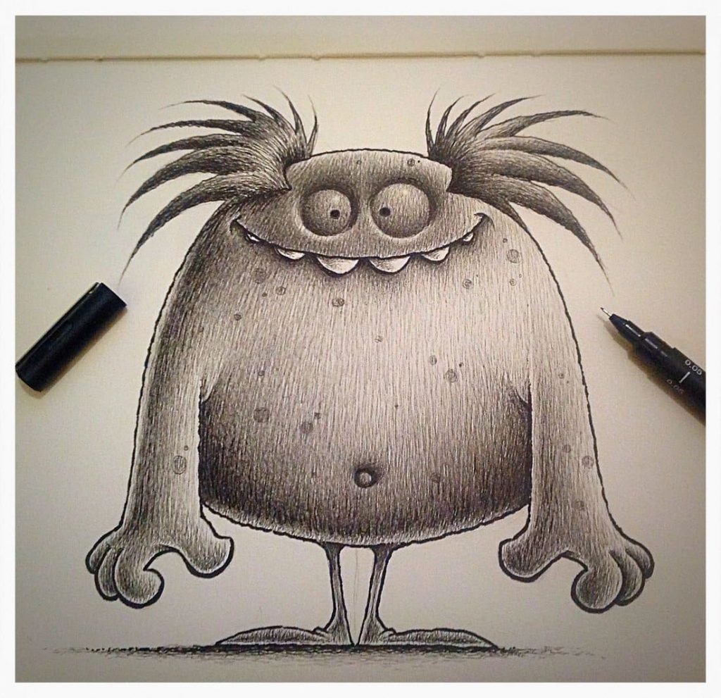 Dibujo a lápiz de monstruo