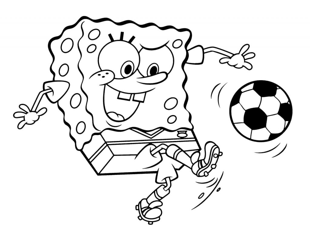 bob esponja jogando futebol