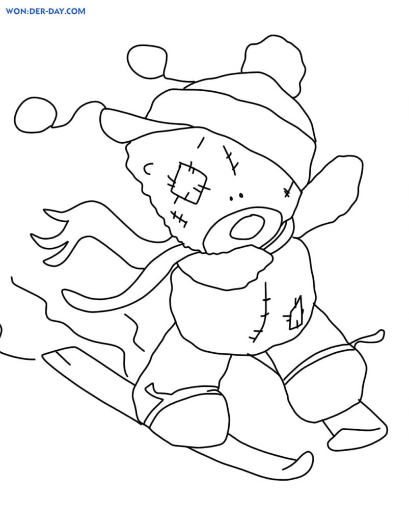 Teddy bear skiing
