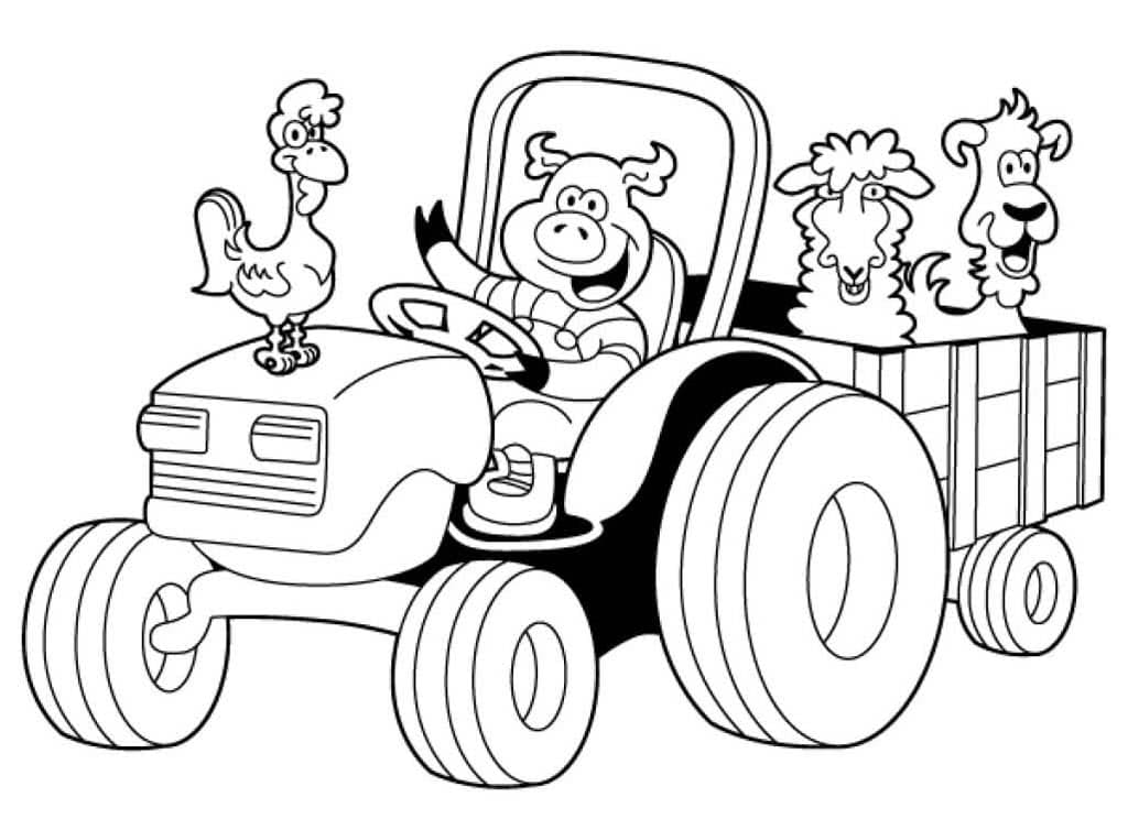 Tractor and animals