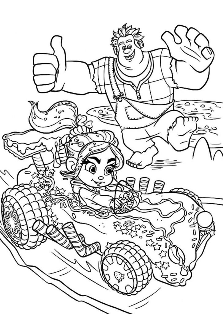 Vanellope on a racing car