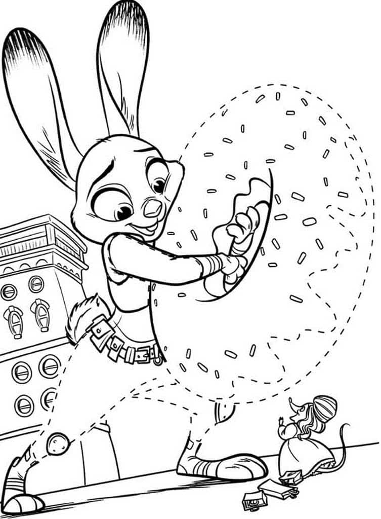 Judy Hopps mit einem großen Donut