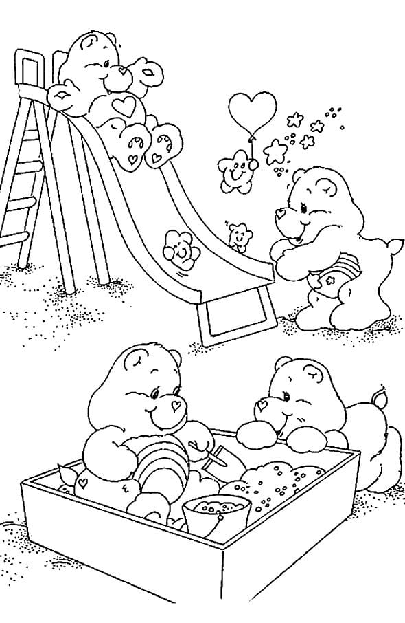 Ursinhos carinhosos no playground