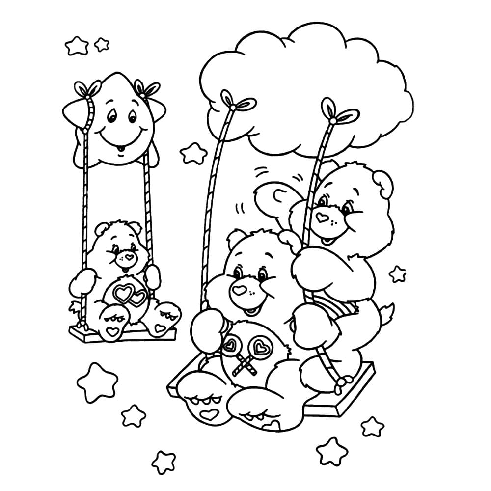Care bears on a swing