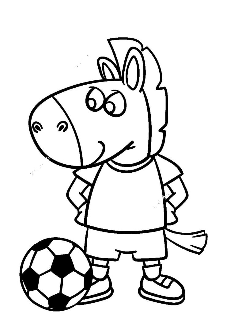 Zebra con pallone da calcio