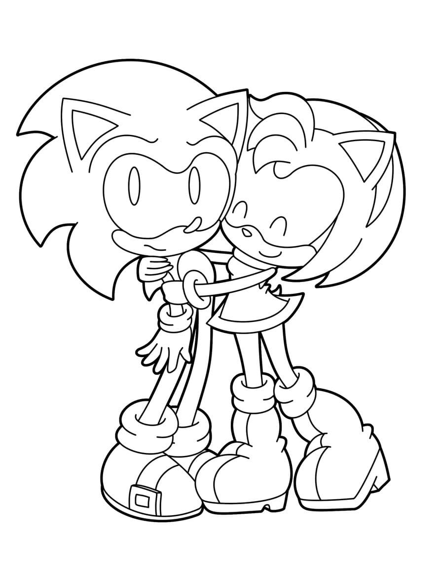 Sonic e Amy Rose para colorir